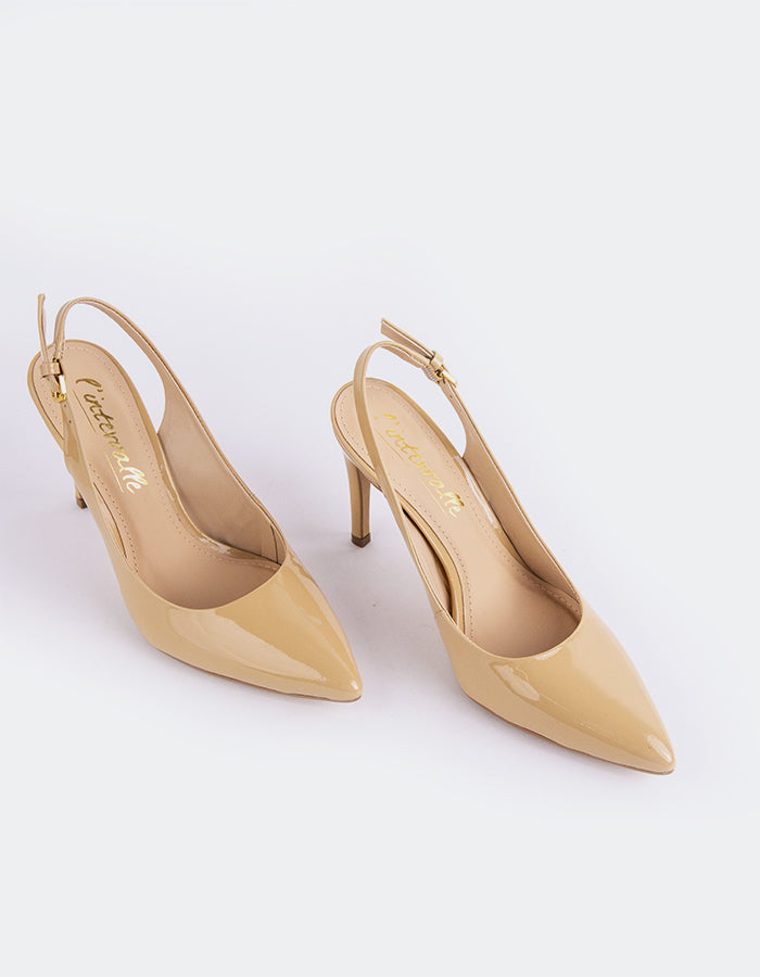 Morisha Nude Patent Leather High Heels - Women's Fashion Pointed Toe Stiletto Pumps for Party, Wedding & Evening Wear