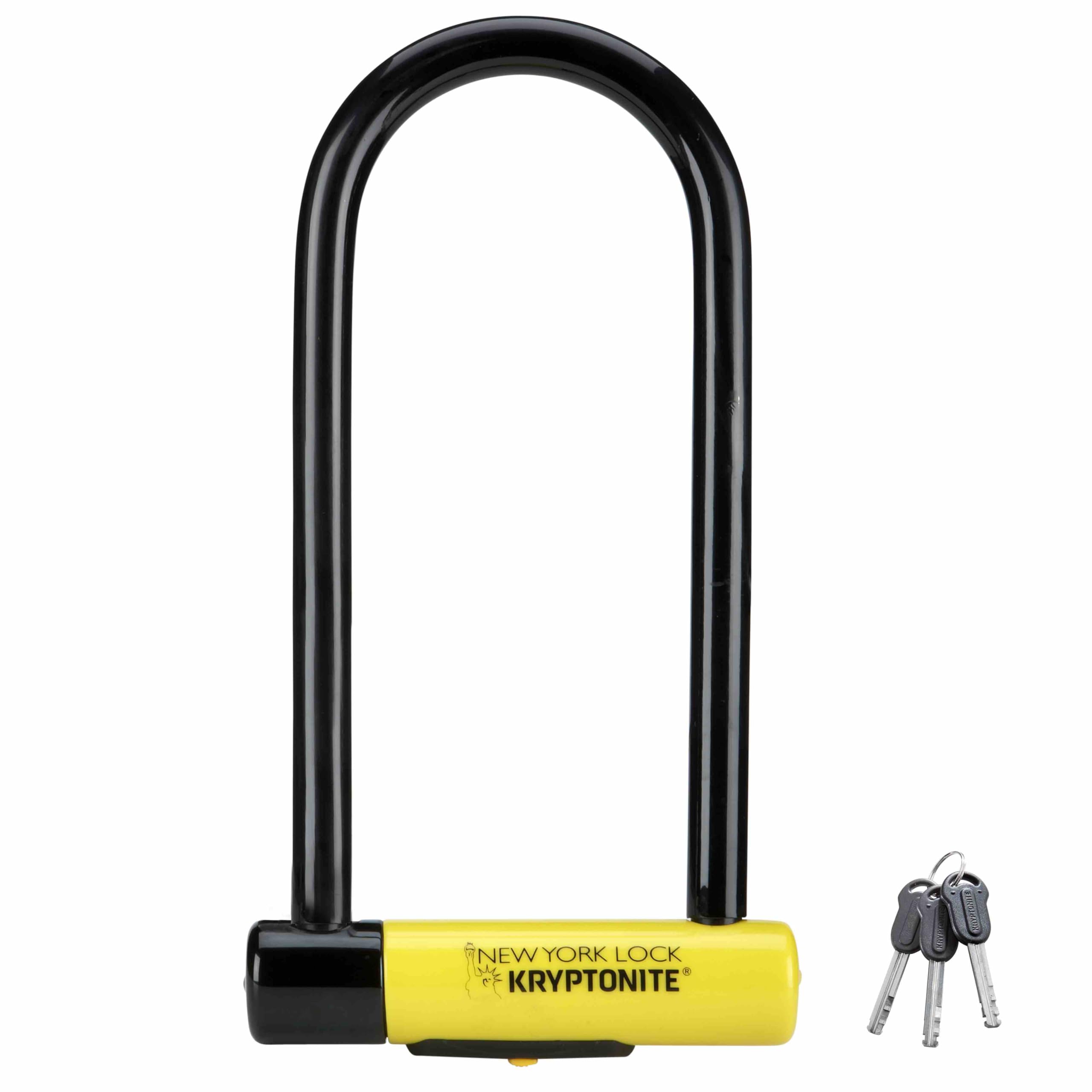 Kryptonite New York Long Shackle Bike U-Lock - 16mm Heavy Duty Anti-Theft Security Bicycle Lock (Sold Secure Gold Rated) with Keys - Ultimate Protection for Bicycles, E-Bikes & Scooters - Perfect for Urban Commuting, Bike Parking & High Crime Areas