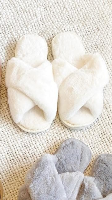 Jessica Fluffy Slippers for Women - Soft White Plush House Slippers with Non-Slip Sole - Perfect for Indoor Comfort, Lounge Wear & Cozy Home Relaxation