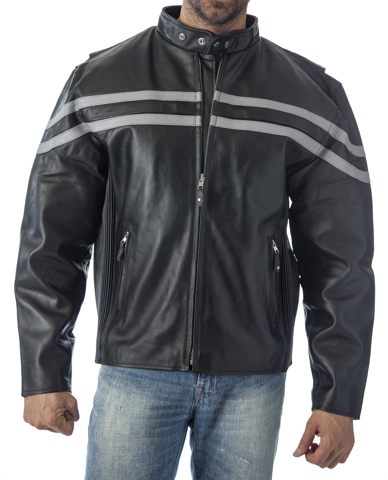 REED Men's Vented Motorcycle Leather Jacket - Premium Imported Biker Jacket for Riding & Street Style | Durable Protection for Harley, Cruiser & Adventure Bikes