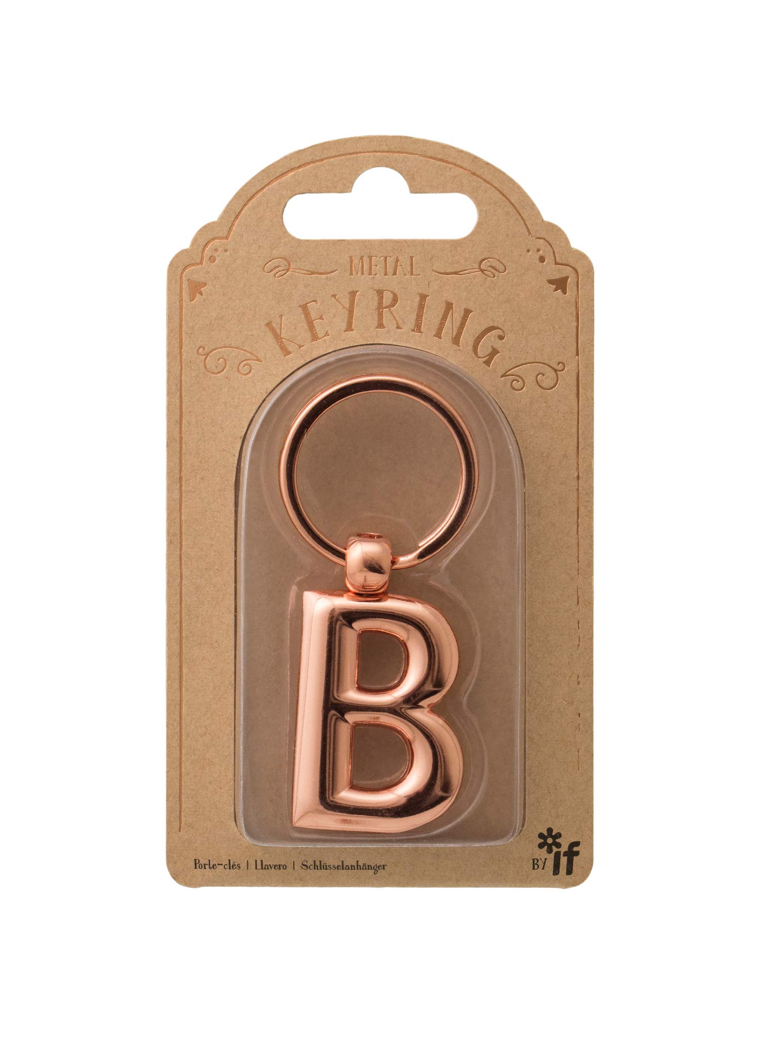 Personalized Rose Gold Alphabet Letter Keychain - Custom IF Metal Initial Keyring - Perfect for Gifts, DIY Crafts & Key Organization
