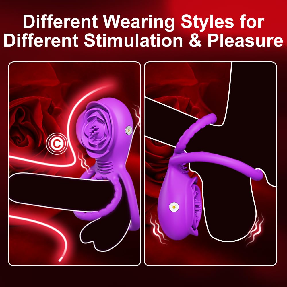 Premium Rose Vibrator for Couples - APP Controlled Clitoral Stimulator & Vibrating Cock Ring with 10 Modes, Adult Sex Toy for Men & Women - Perfect for Romantic Nights & Spicing Up Your Sex Life