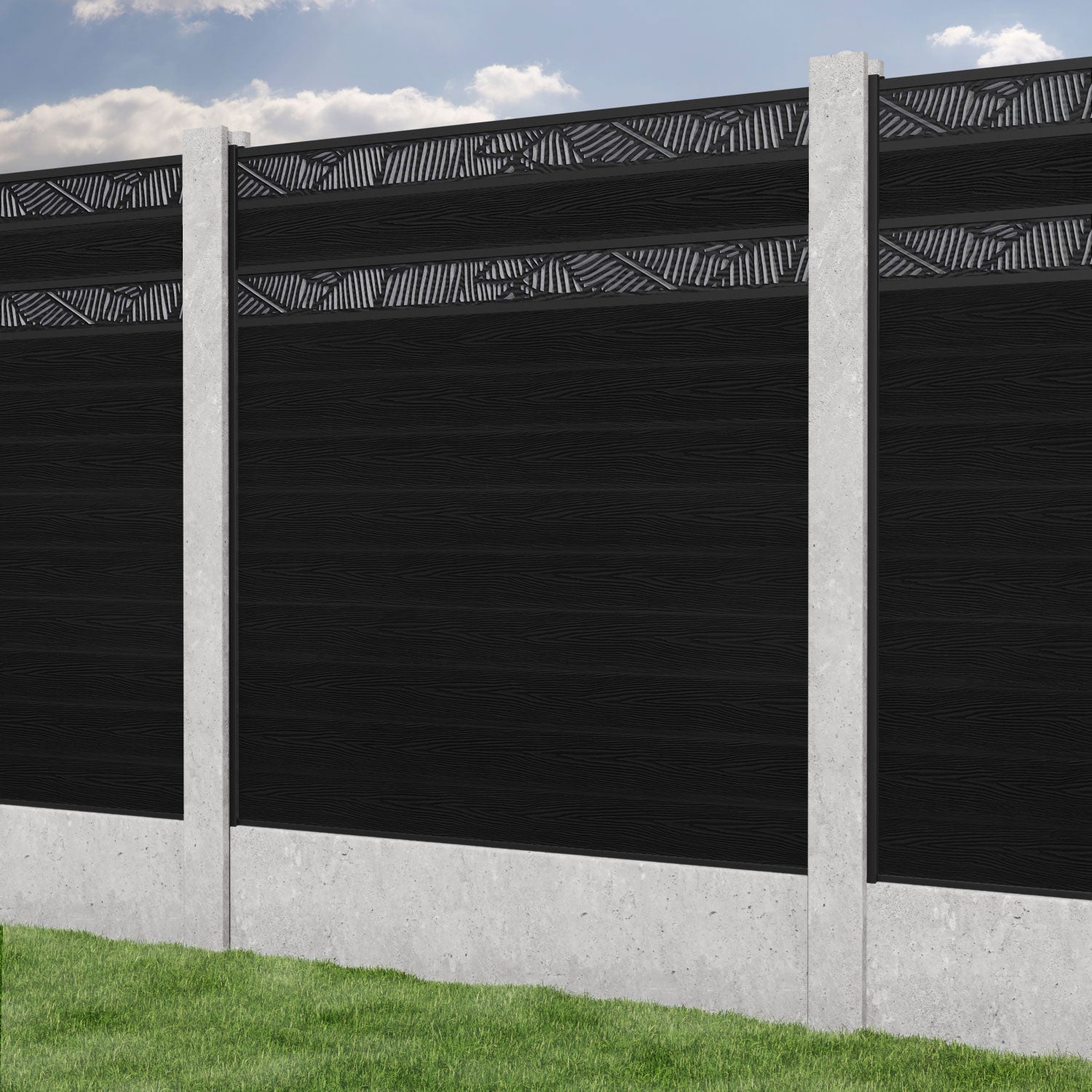 Classic Black Feather Split Screen Fence Panel - Privacy Fencing for Concrete Posts | Perfect for Backyard, Garden & Patio Privacy Solutions