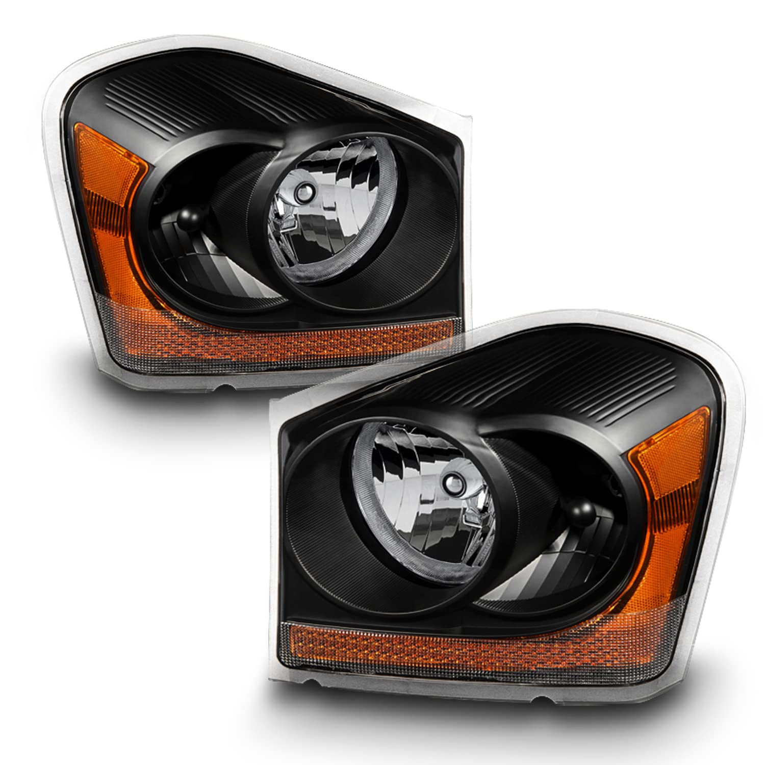 AKKON Replacement Headlights for Dodge Durango - Black Bezel LED Headlamps Pair (Driver & Passenger Side) | OE Style Direct Fit | Perfect for Night Driving & Off-Road Adventures