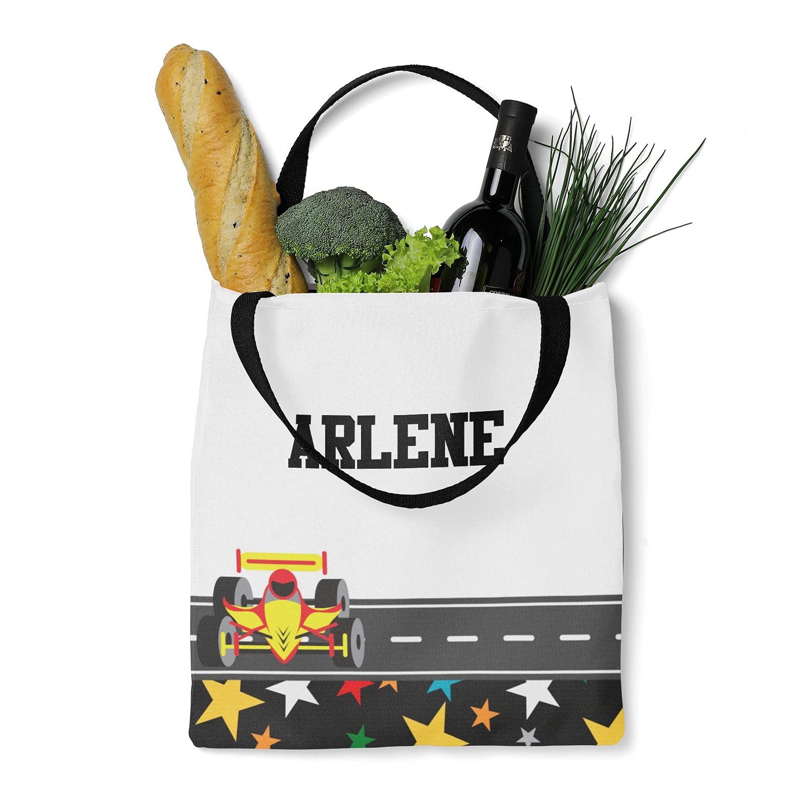 Custom Blue Racing Car Canvas Tote Bags for Women & Kids - Reusable Shopping Bags, Travel Totes & School Handbags - Perfect Gift for Sports Fans & Racing Enthusiasts - Great for Grocery Shopping, Beach Trips & Daily Commute