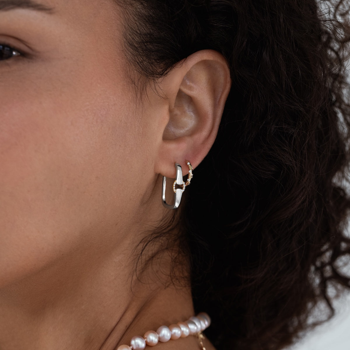 Mixed Metal Diamond Buckle Earrings for Women - Elegant Dangle Drop Earrings for Party, Wedding & Everyday Wear