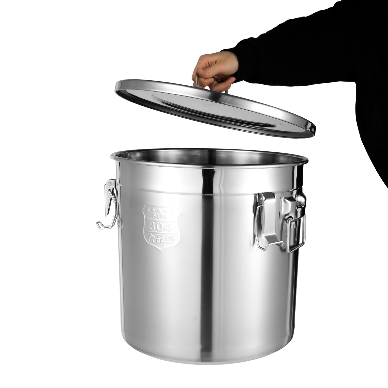 Premium 304 Stainless Steel Airtight Food Storage Canister - 33L Large Capacity Kitchen Container for Rice, Cereal, Grains & Dry Goods | Durable Metal Pantry Organizer with Secure Lid & Ergonomic Handles | Ideal for Home, Restaurant & Bulk Food Storage (Silver)