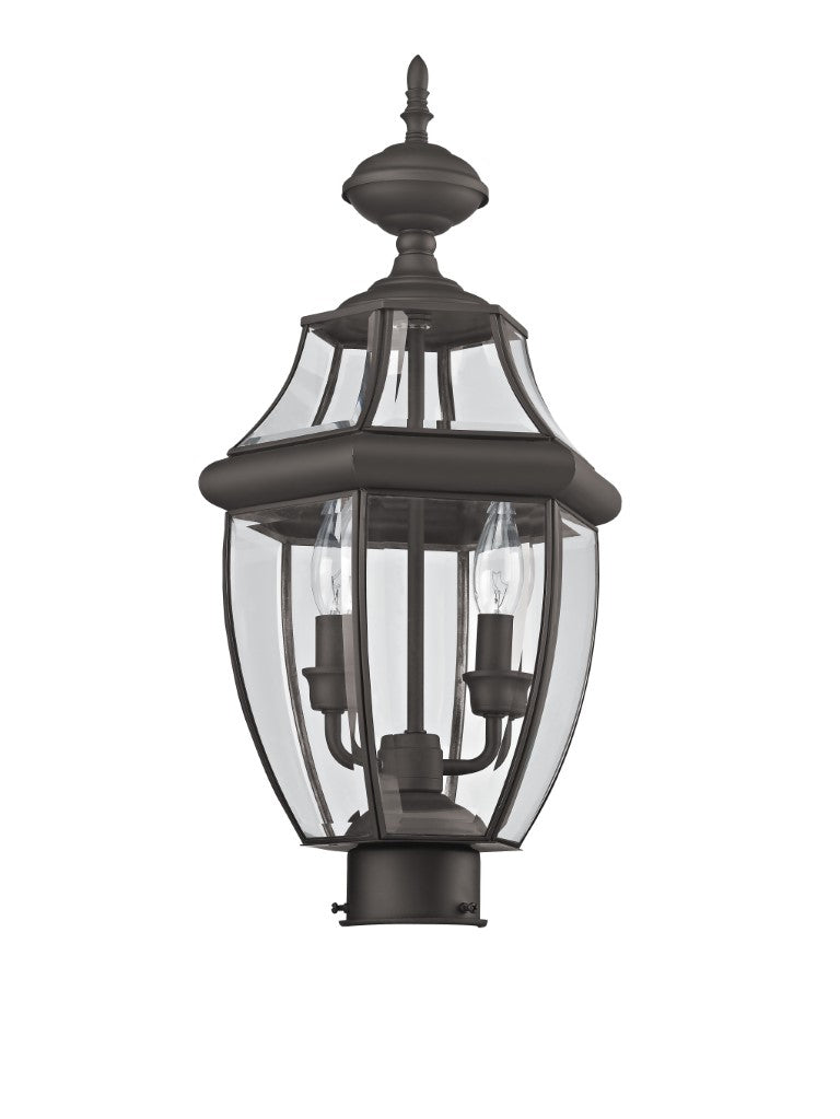 Handcrafted Solid Brass Outdoor Post Top Lantern with Clear Beveled Glass - 21.5
