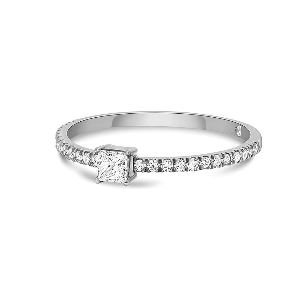 Princess Cut Lab Grown Diamond Promise Ring with Half Eternity Band - Perfect for Engagements, Anniversaries & Special Occasions