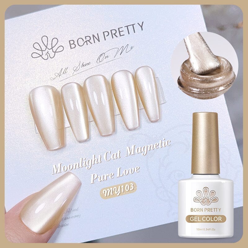 Moonlight Cat Magnetic Gel Polish MY103 Pure Love 10ml - Long Lasting Nail Polish for Gel Manicure, DIY Nail Art at Home, Valentine's Day Gift for Her