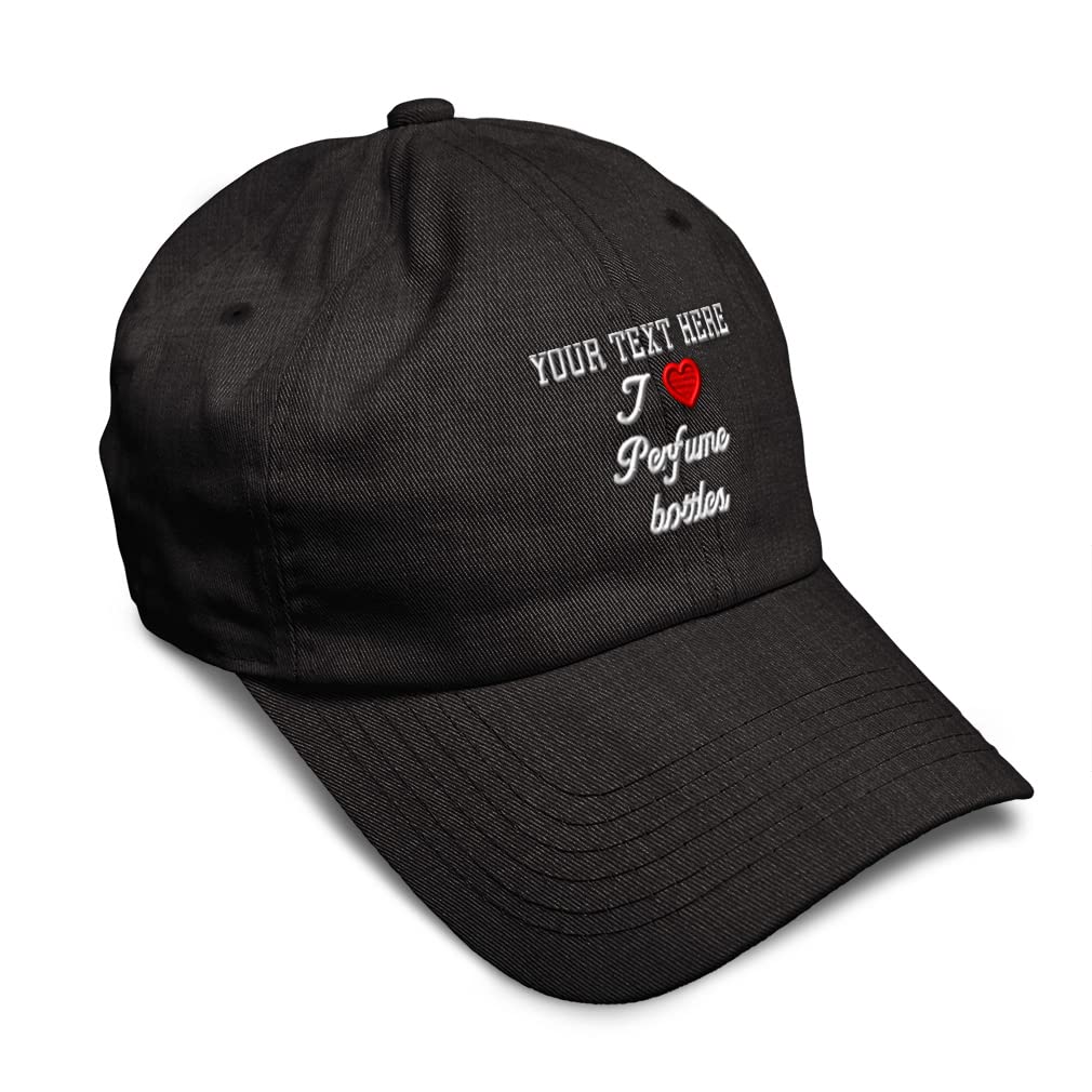 Soft Cotton Twill Baseball Cap with (Love) Perfume Bottles & Red Heart Design - Perfect for Hobbies, Lovers & Everyday Casual Wear