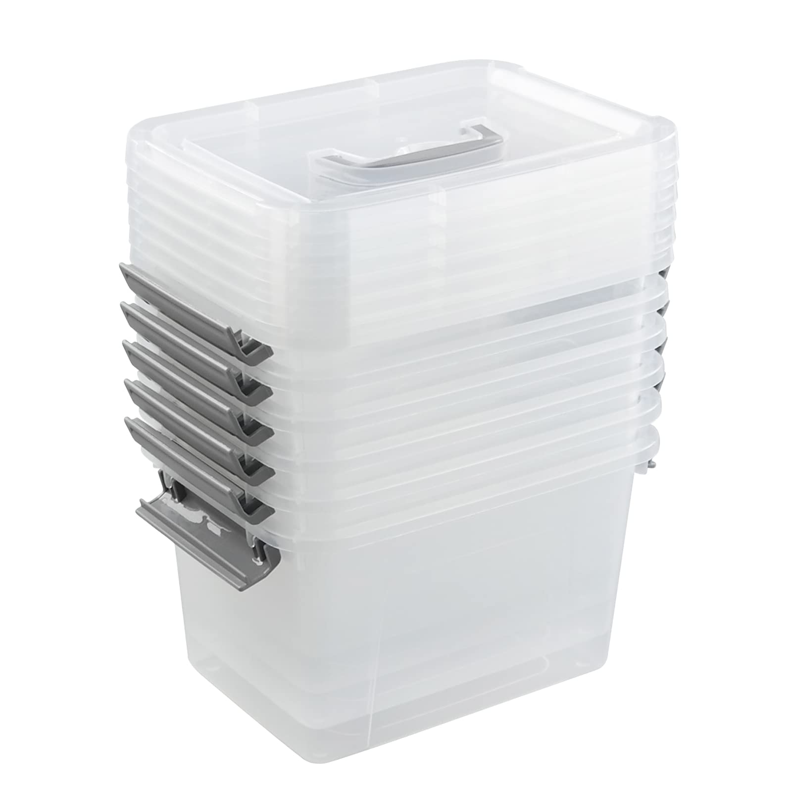 6-Pack 6 Quart Plastic Storage Containers with Lids & Handles - Airtight Food Storage for Kitchen, Pantry & Meal Prep - BPA-Free Stackable Containers for Leftovers, Snacks & Organizing