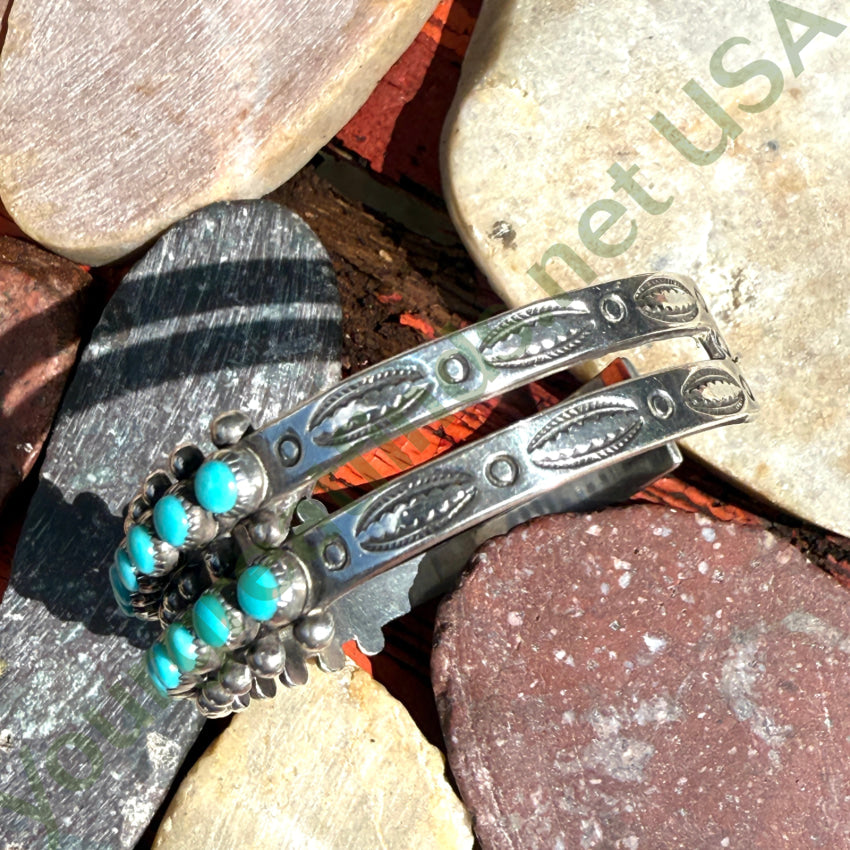 Vintage Double Row Turquoise Bracelet - Sterling Silver Handmade Jewelry for Women - Boho Chic Accessories for Parties, Weddings & Everyday Wear
