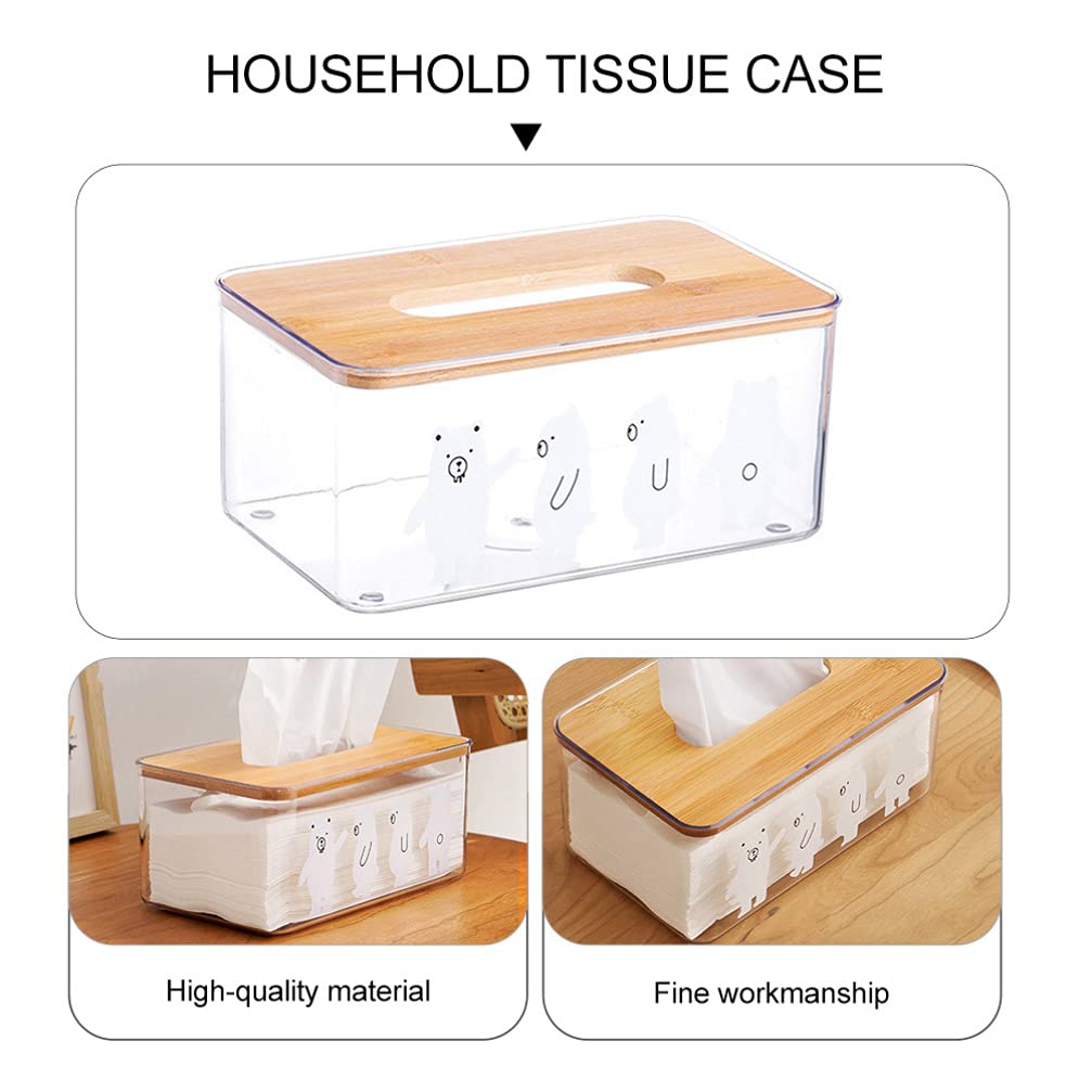 Hemoton Wooden Tissue Holder Box - 1pc Desktop Napkin & Paper Towel Storage Organizer for Bathroom, Kitchen, Office - Nordic Style Home Decor with Pump Dispenser - Perfect for Toilet Paper, Hand Towels & Pet Tissue Storage
