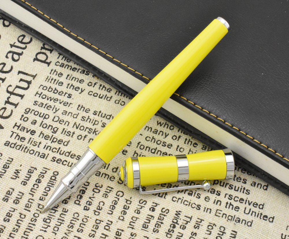 Asvine Rollerball Pen & Fuliwen Yellow Ballpoint Pen with Black Refill - Smooth Writing for Signatures, Calligraphy & Business Use - Premium Office & Gift Pens for Professionals, Students & Daily Writing