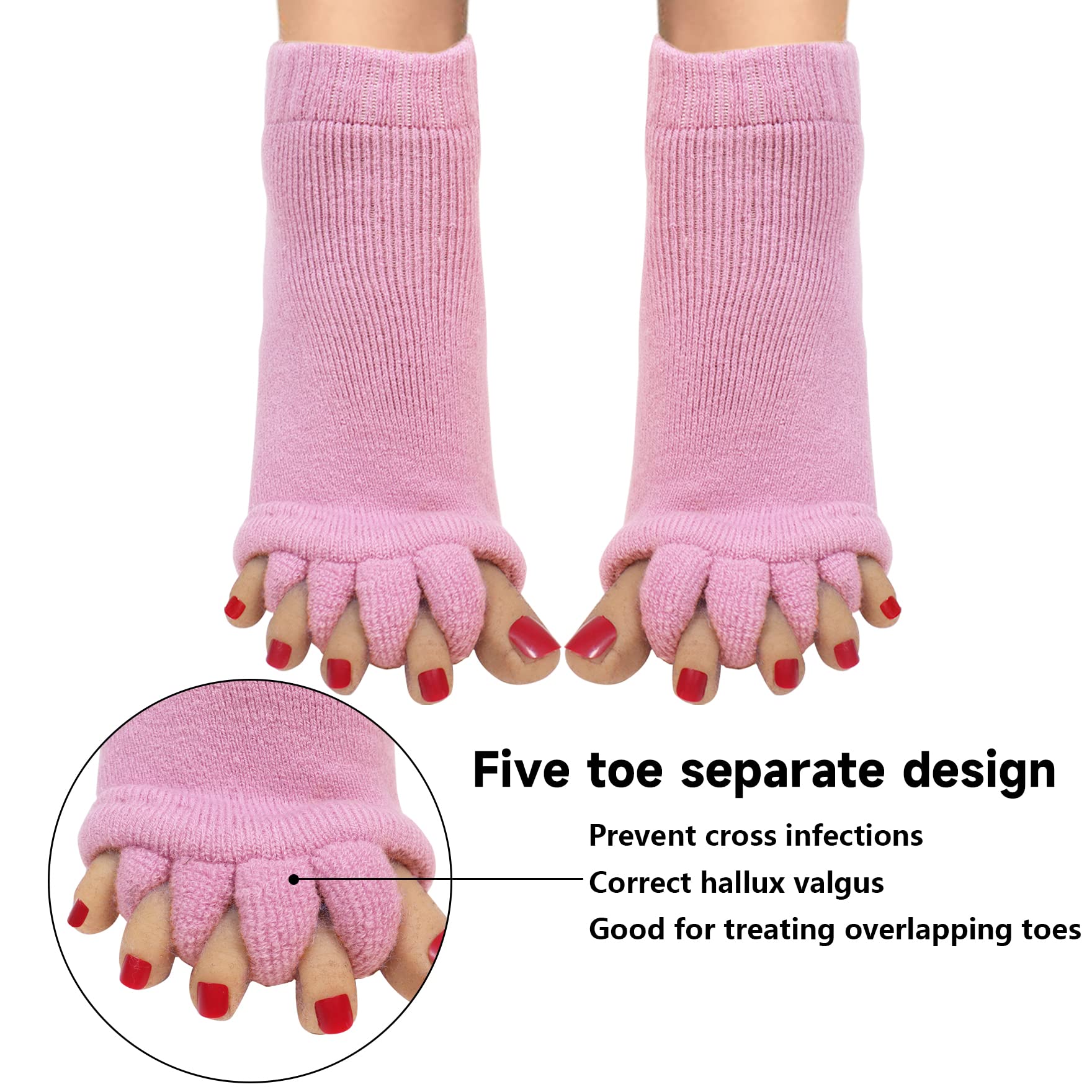 Klmnop Women's Toe Separator Socks for Yoga, Sports & Gym - Foot Alignment & Pain Relief Massage Toeless Socks (1 Pair) - Perfect for Post-Workout Recovery & Relaxation