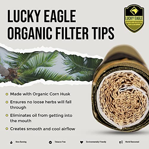 Lucky Eagle Mini Pre-Rolled Cones - Natural Palm Leaf Pre-Wraps for Smoking - 25 Cones per Pack (5-Pack Box) - Perfect for Travel & Quick Rolling