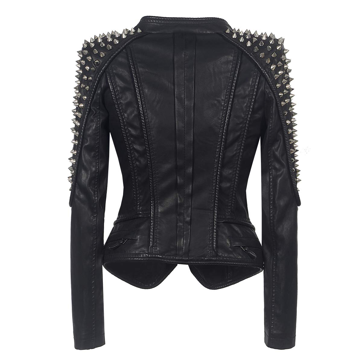 ZJX Women's Punk Leather Jacket with Dovetail Rivets - Classic Motorcycle Biker Jacket for Women - High-Quality Faux Leather Outerwear for Riding, Concerts & Night Out
