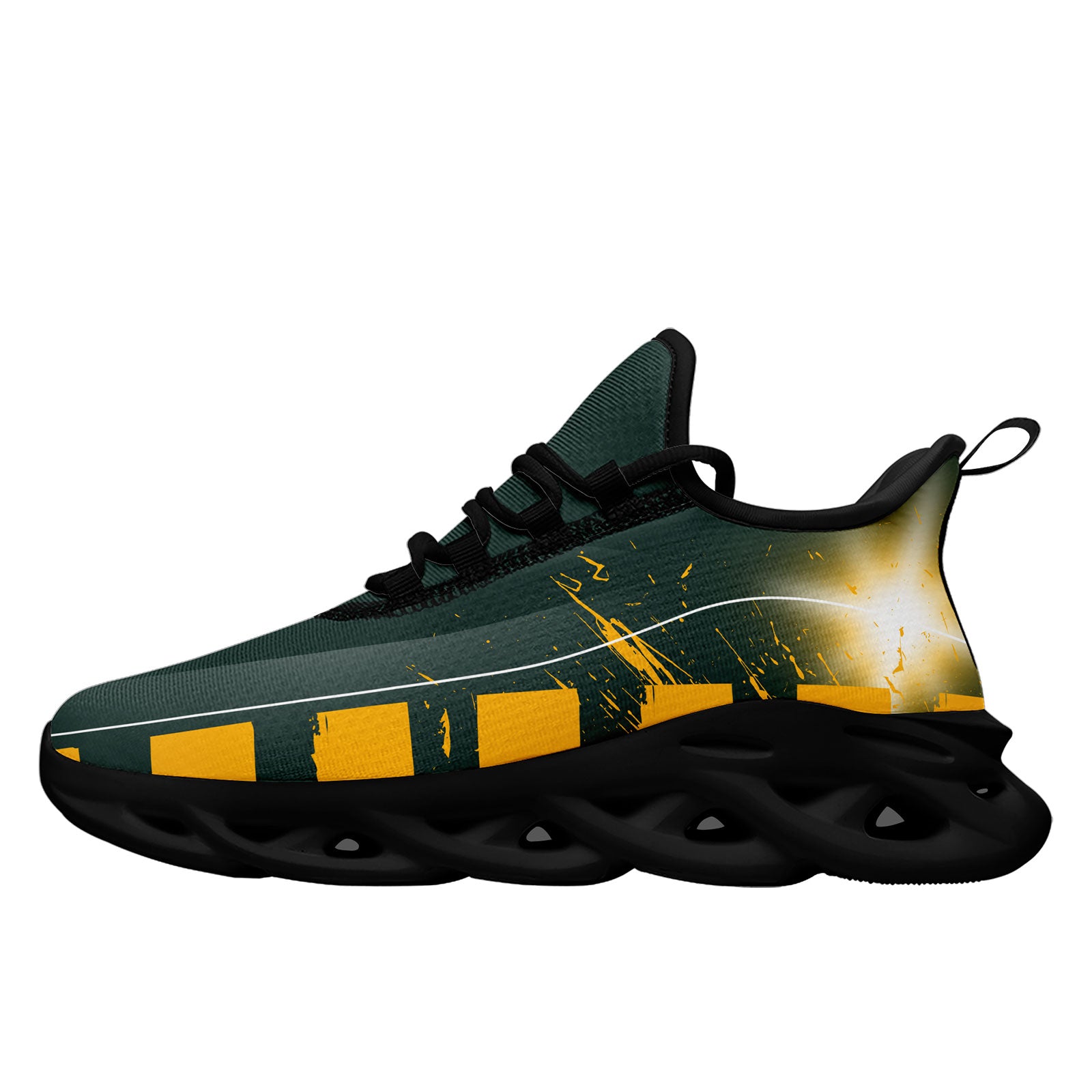 Custom Green & Yellow Green Bay Packers MaxSoul Sneakers - Personalized Basketball Shoes FN003 D020260 Size 13 for Men - Perfect for Game Day & Fan Gear Collection