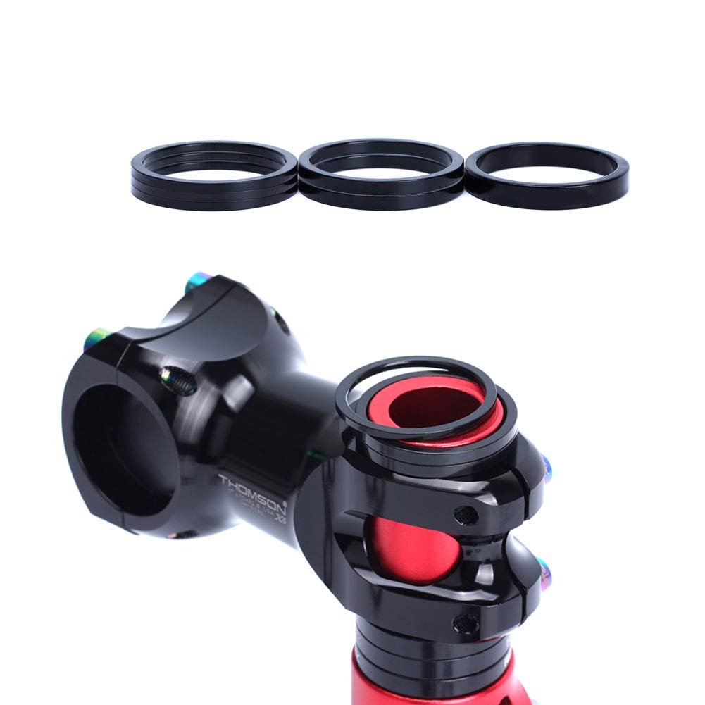 12-Piece Aluminum Alloy Bicycle Headset Spacer Set - 1 1/8-Inch Threadless Stem Spacers (2MM/3MM/5MM/10MM) for MTB, BMX, Road & Mountain Bikes - Perfect for Handlebar Height Adjustment & Bike Customization (Black)