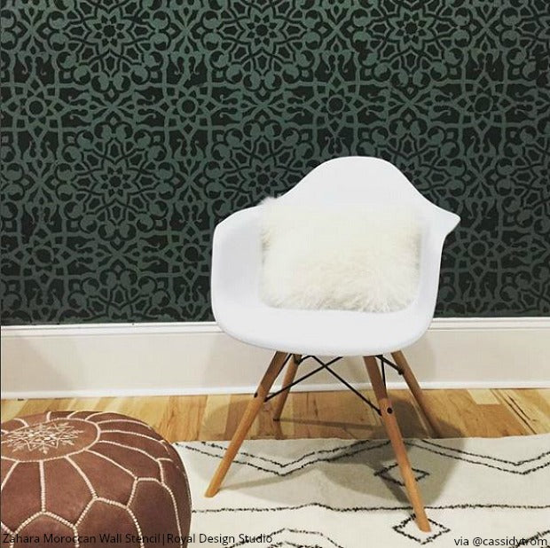 Zahara Moroccan Wall Stencil - DIY Home Decor Stencils for Painting, Arabic Geometric Patterns, Reusable Wall Art Template for Bedroom, Living Room & Nursery Decoration