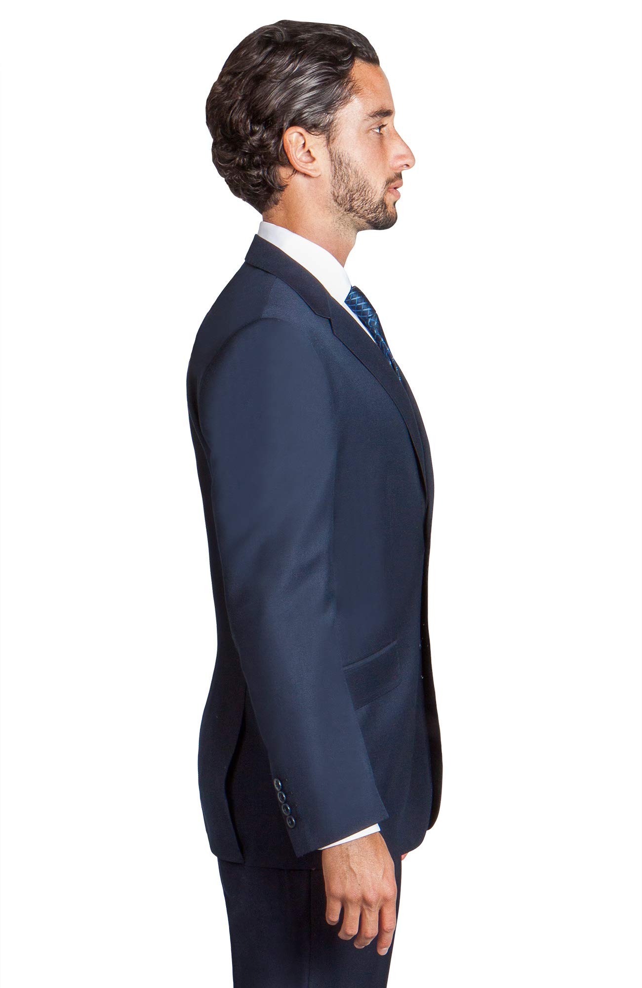 Men's Modern Fit 2-Piece Italian Wool Suit with 2-Button Blazer & Trousers - Premium Business Formal Attire for Weddings, Office Meetings & Special Events