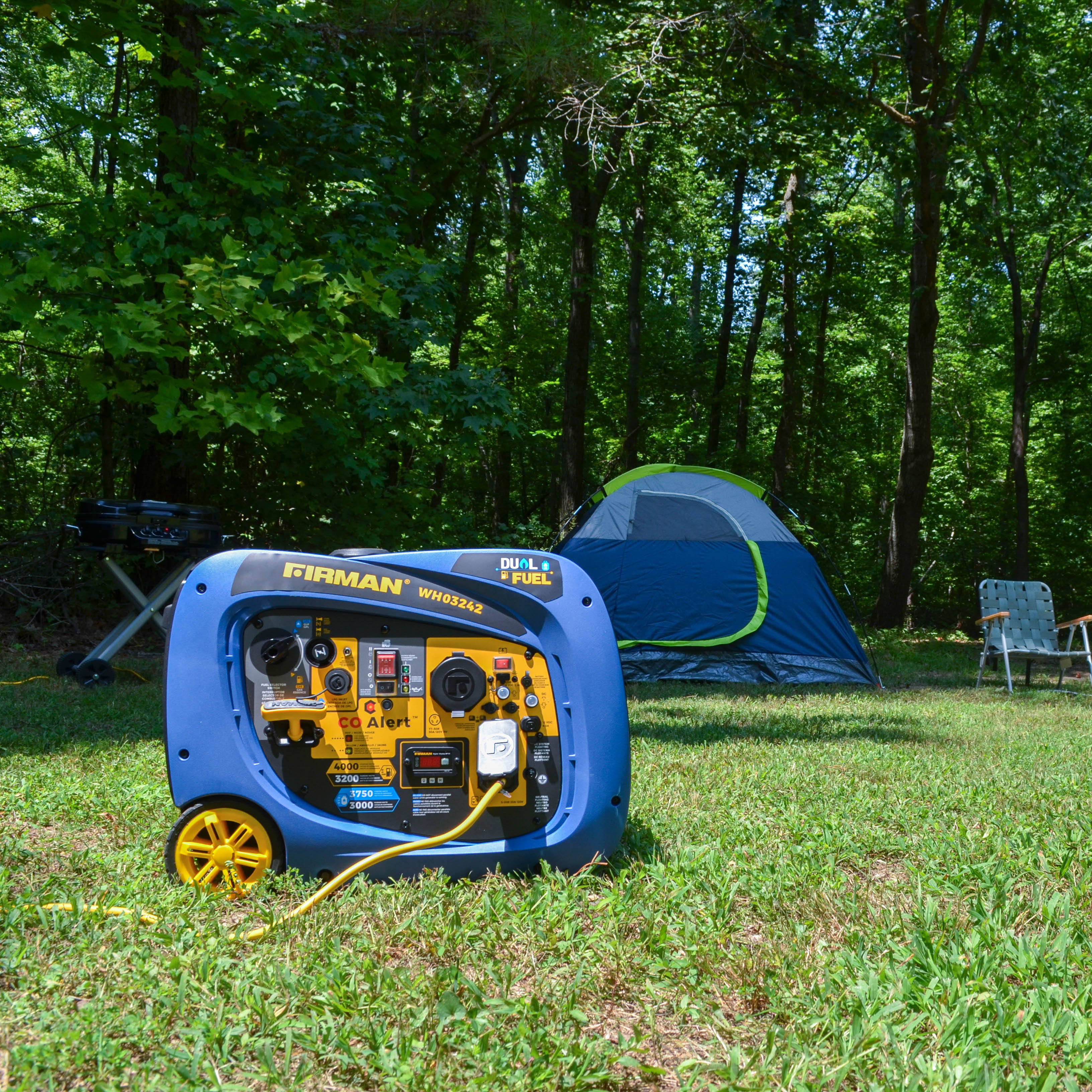 4000W Dual Fuel Inverter Generator with Electric Start & CO Alert - Portable Power for Camping, RV Trips & Emergency Backup