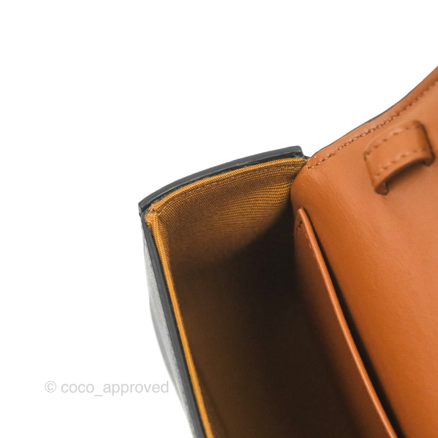 Celine Mini Triomphe Bag in Tan Canvas & Calfskin Leather - Stylish Crossbody Purse for Women, Perfect for Daily Use, Work & Travel