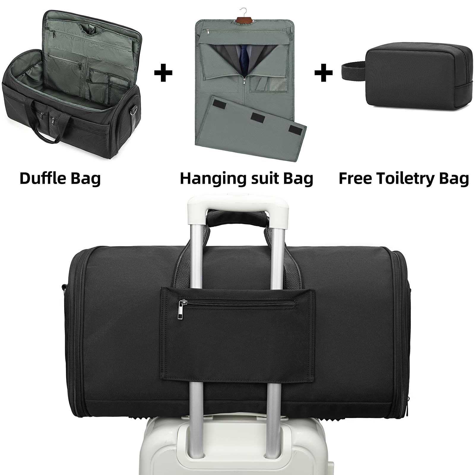 Convertible Garment Duffle Bag with Detachable Suit Bag - Travel & Business Carry-On Luggage for Men | Perfect for Air Travel, Business Trips & Weekend Getaways