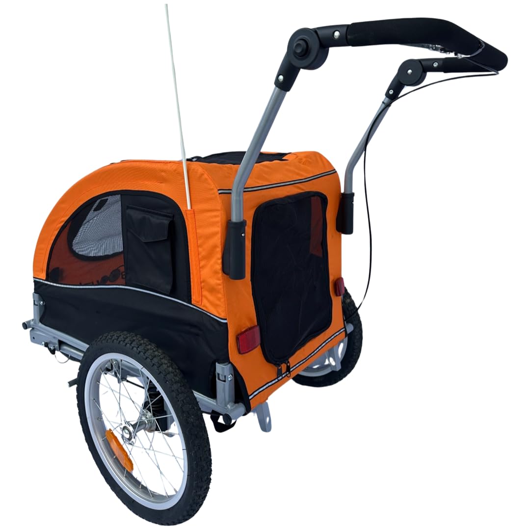 Booyah Medium Dog Stroller & Pet Bike Trailer with Shock Absorbing Suspension - Black | Perfect for Outdoor Adventures, Park Visits & Vet Trips