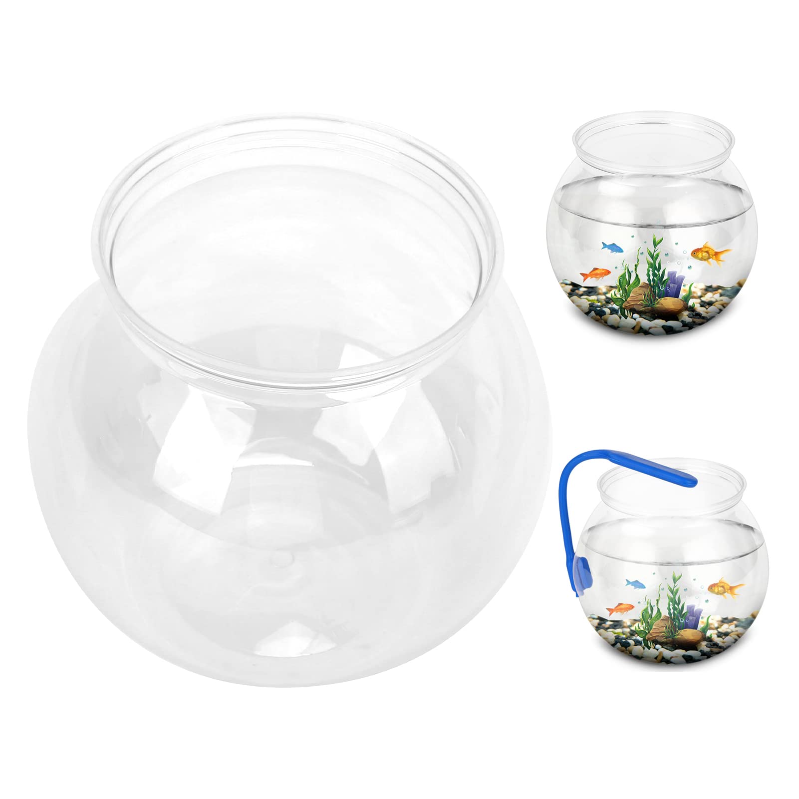 GLOGLOW Mini Transparent Plastic Fish Bowl - Small Goldfish Tank for Desk, Bookshelf, Home & Office Decor - Perfect for Betta Fish, Plants, or Decorative Centerpieces