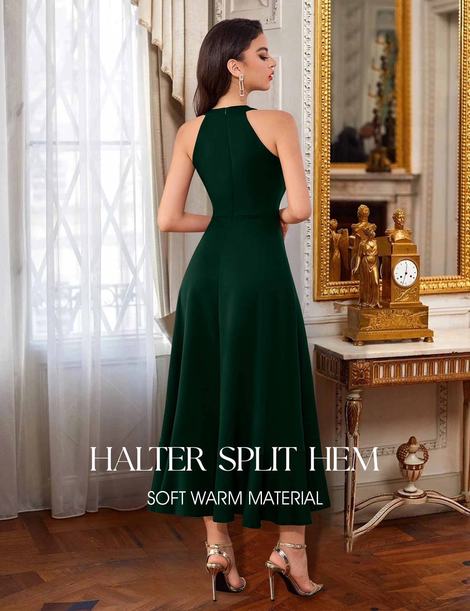 Dressystar Women's Elegant Halter Neck Split Hem Long Prom Dress - Formal Cocktail Party, Wedding Guest, Evening Gala & Special Occasion Maxi Dress