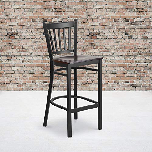 Walnut Wood Seat/Black Metal Frame