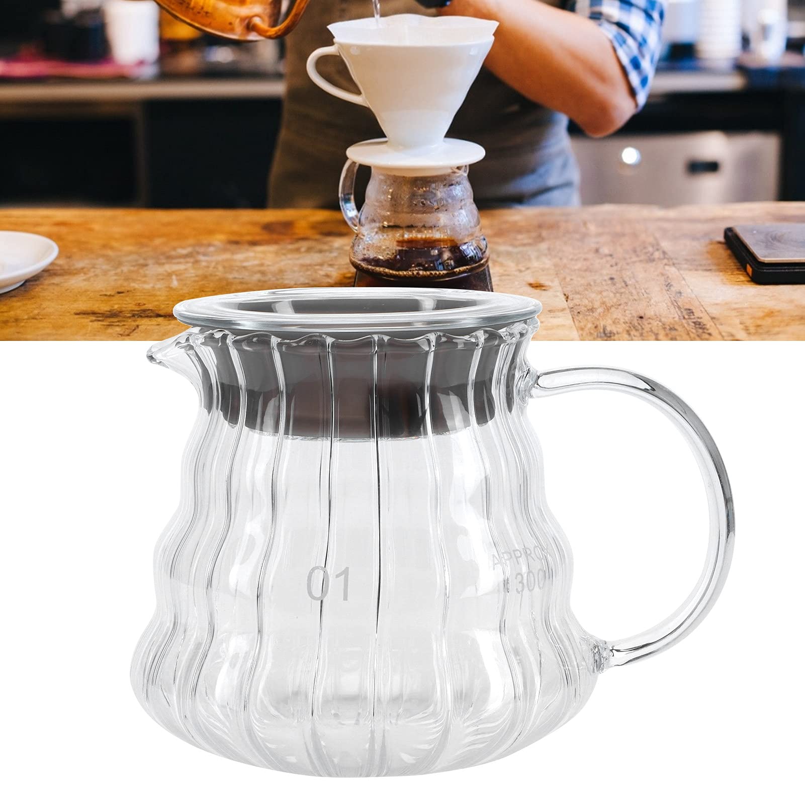 Premium Borosilicate Glass Coffee Maker & Teapot - 300ML Heat-Resistant Kettle for Home, Office, and Camping - Perfect for Pour Over, French Press, and Herbal Tea Brewing