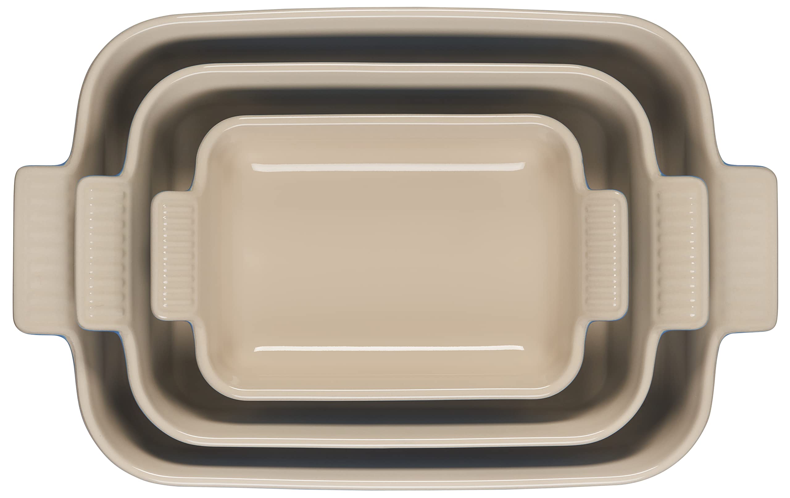 Le Creuset Stoneware Heritage Set of 3 Rectangular Baking Dishes in Marseille Blue - Oven Safe French Ceramic Cookware for Casseroles, Lasagna & Desserts