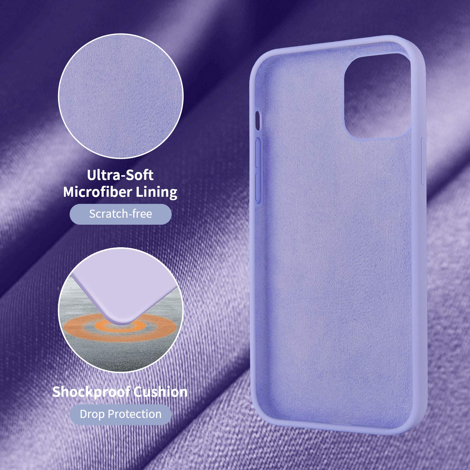 Premium Shockproof Silicone Case for iPhone 12 & iPhone 12 Pro (6.1 Inch) - Soft Anti-Scratch Microfiber Lining - Clove Purple - Perfect for Daily Protection & Outdoor Activities