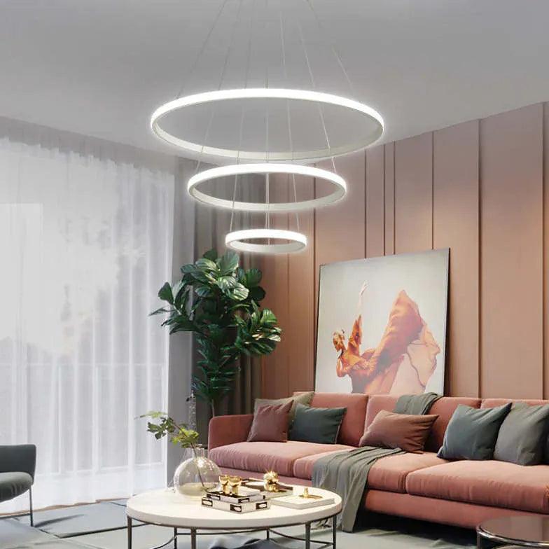Modern Ring Shaped LED Pendant Light - Sleek Contemporary Ceiling Lighting for Dining Room, Kitchen, or Bedroom Decor