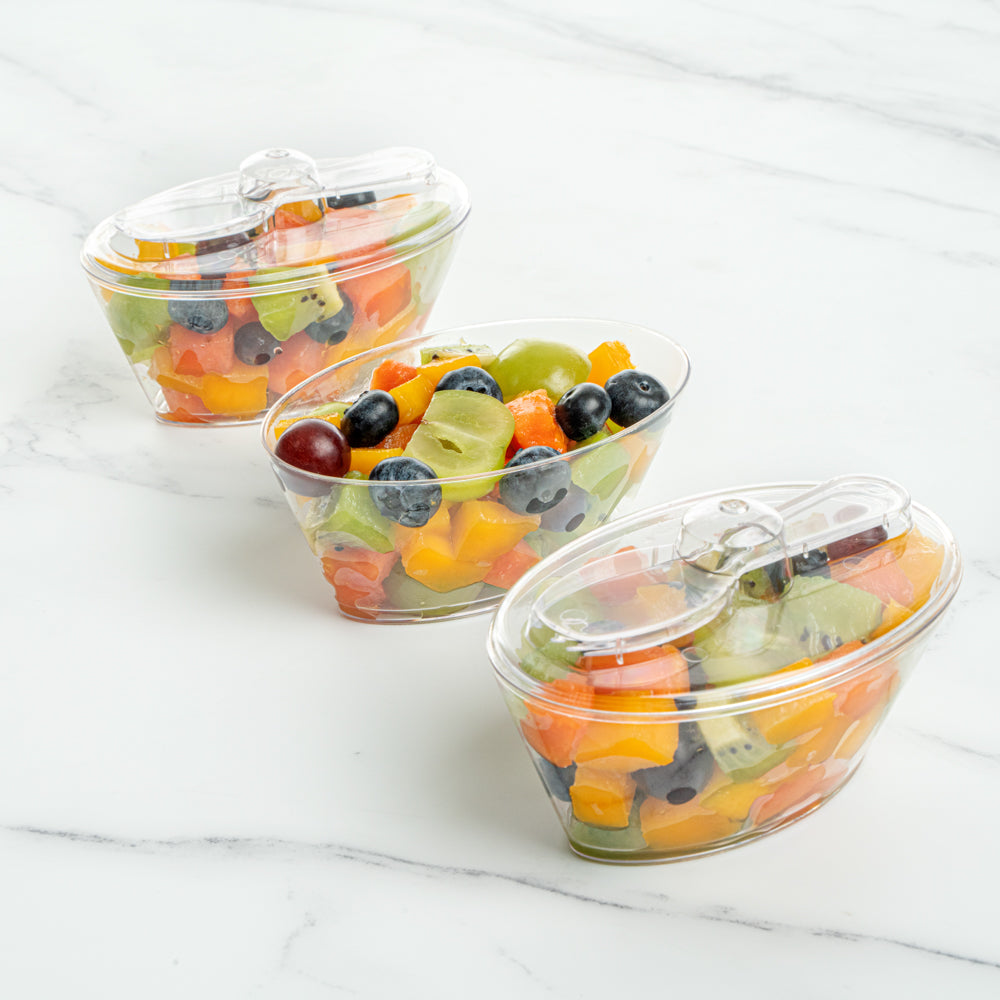 4 oz Clear Plastic Deli Containers with Lids & Sporks - 100 Pack (4.5