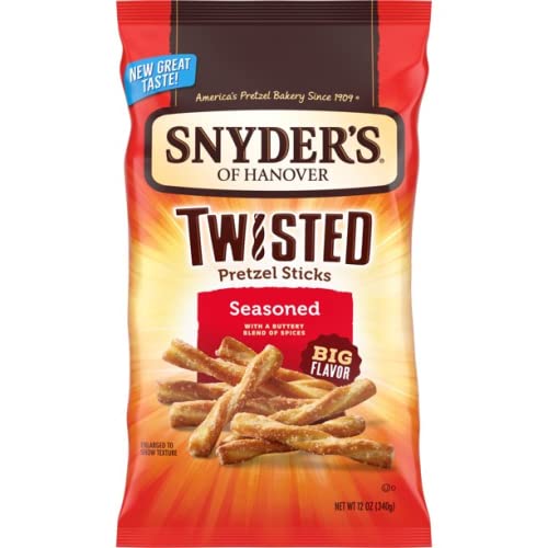 Snyder's of Hanover Seasoned Pretzel Twists - 6 Pack Sharing Size Bags | Crunchy Snack for Parties, Movie Nights & Office Breakrooms | Gluten-Free Pretzel Snacks for Family Gatherings