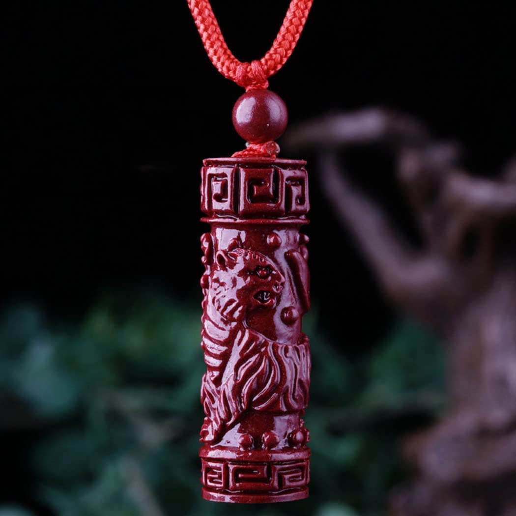 Feng Shui Necklace with Cinnabar Crystal & Chinese Zodiac Rooster Charm - Buddhism Pendant for Good Luck & Protection - Natural Gemstone Talisman Jewelry with Red Cord - Perfect for Meditation, Spiritual Healing & Daily Wear