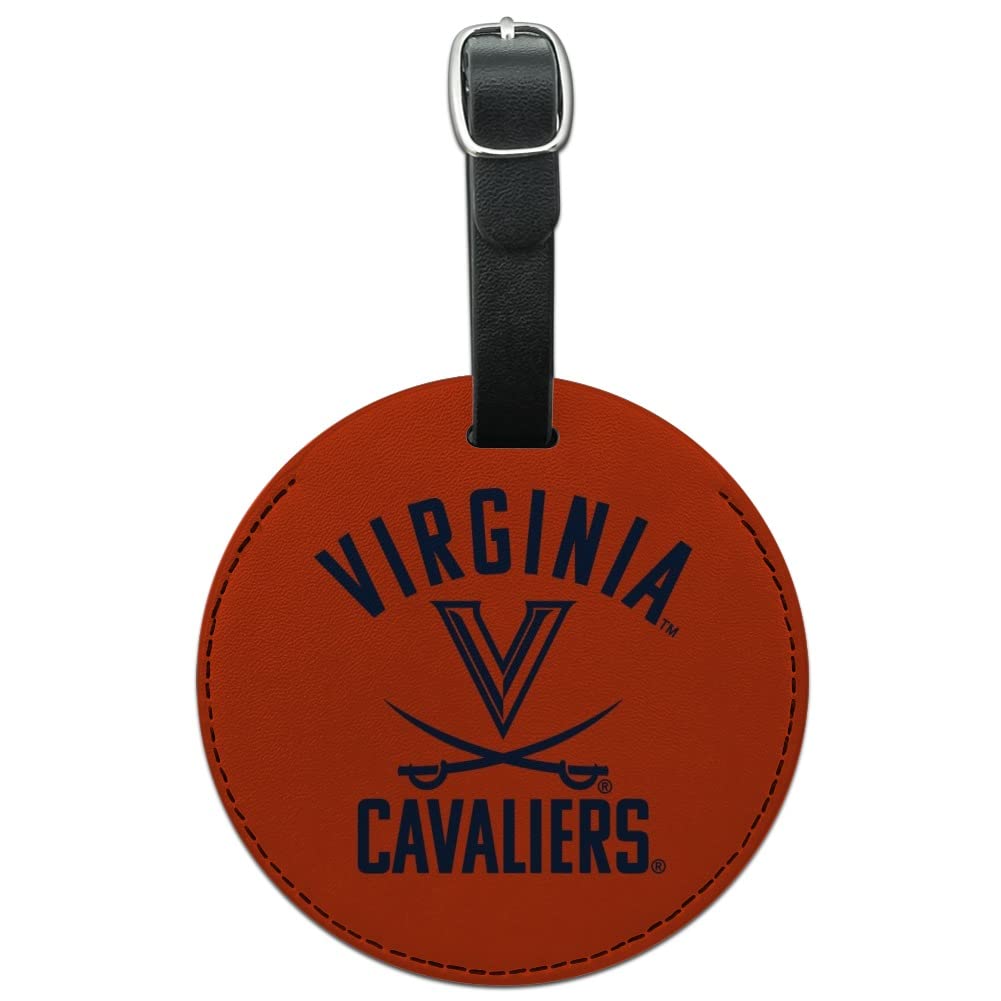 Virginia Cavaliers Round Leather Luggage Tag - Personalized Carry-On ID Tag for Suitcases & Travel Bags - Perfect for Airports, Business Trips & Vacation Travel Accessories
