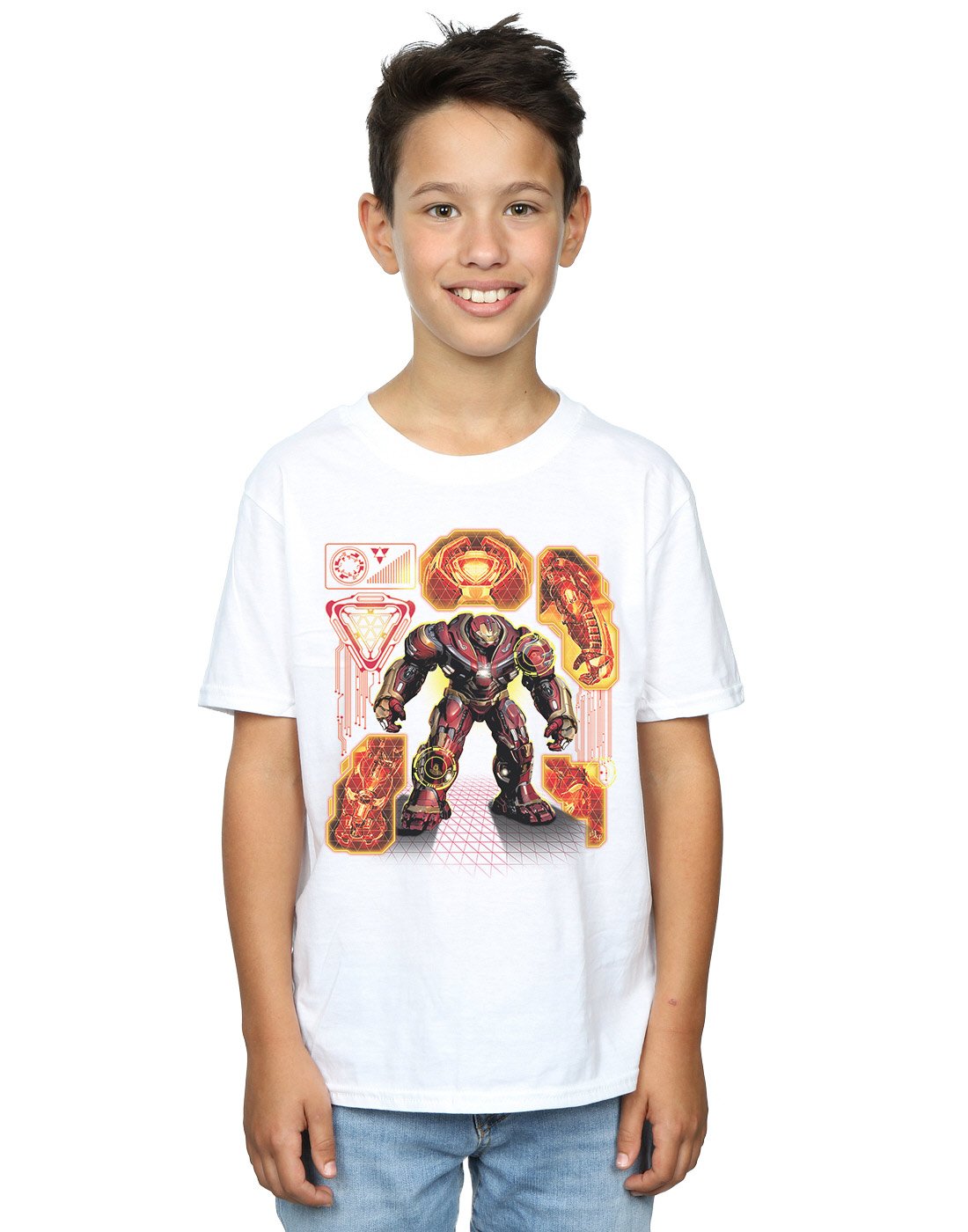 Marvel Avengers Boys' Infinity War Hulkbuster Blueprint Graphic T-Shirt - White Cotton Tee for Kids Age 5-6 Years | Superhero Costume, Birthday Gift & Casual Wear