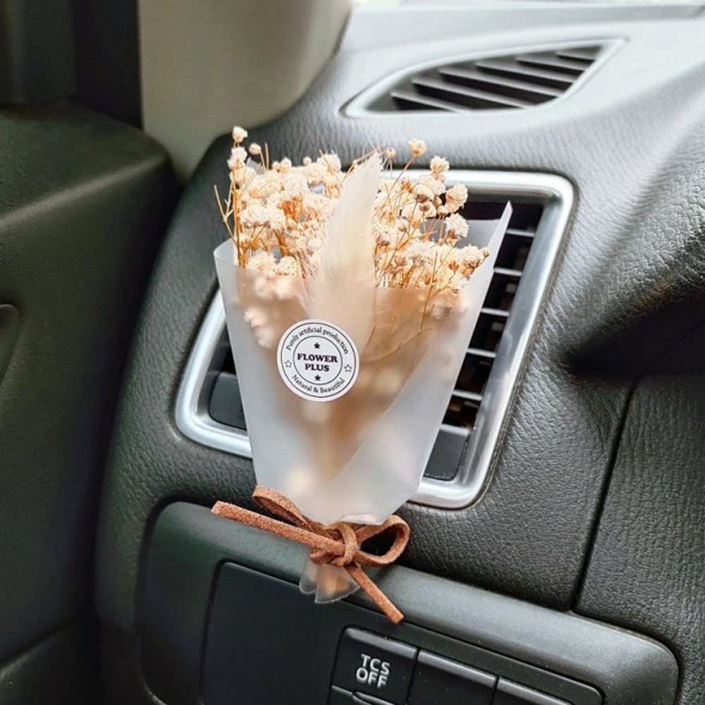 Premium ZYDL Car Air Freshener - Natural Dried Flower Vent Clips for Cars | White Floral Scented Car Accessories | Interior Decor & Gift Idea | Perfect for Daily Commute, Road Trips & Office Spaces