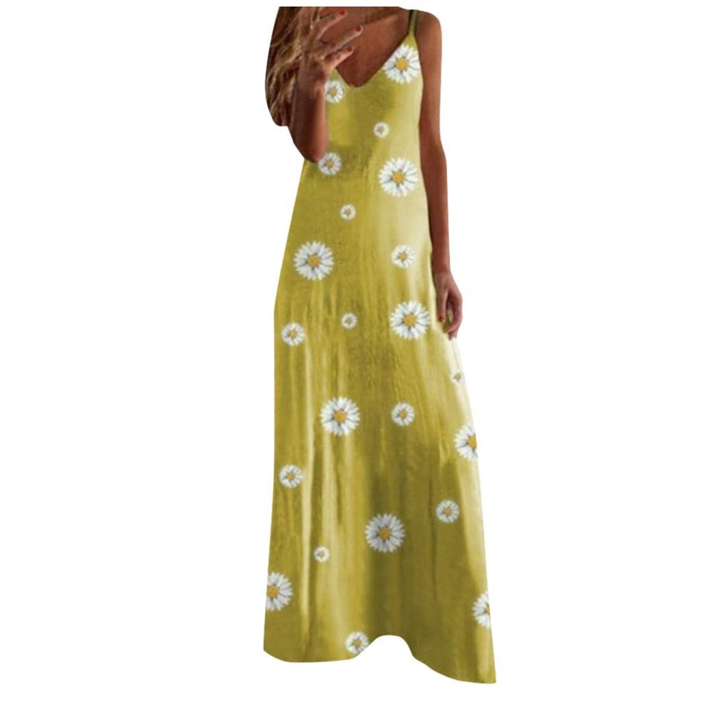 Women's Summer Dresses - Casual Bohemian Halter Neck Beach Maxi Dress with Vintage Floral Print | Perfect for Vacations, Beach Outings & Summer Parties