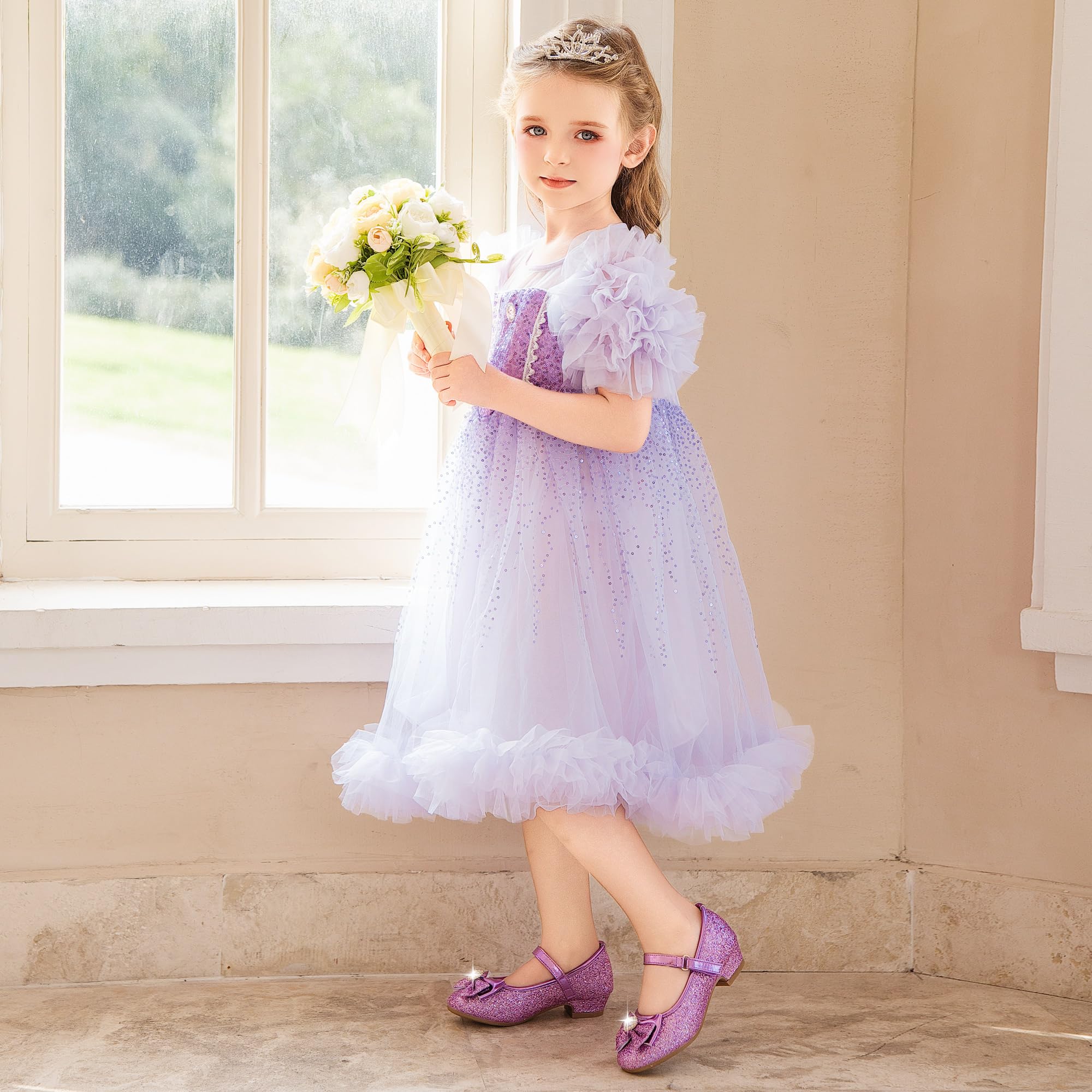 Furdeour Girls Mary Jane Dress Shoes - Glitter Princess Heels for Wedding, Flower Girl & Bridesmaid - Toddler & Kids Party Shoes | Perfect for Weddings, Birthday Parties & Special Occasions