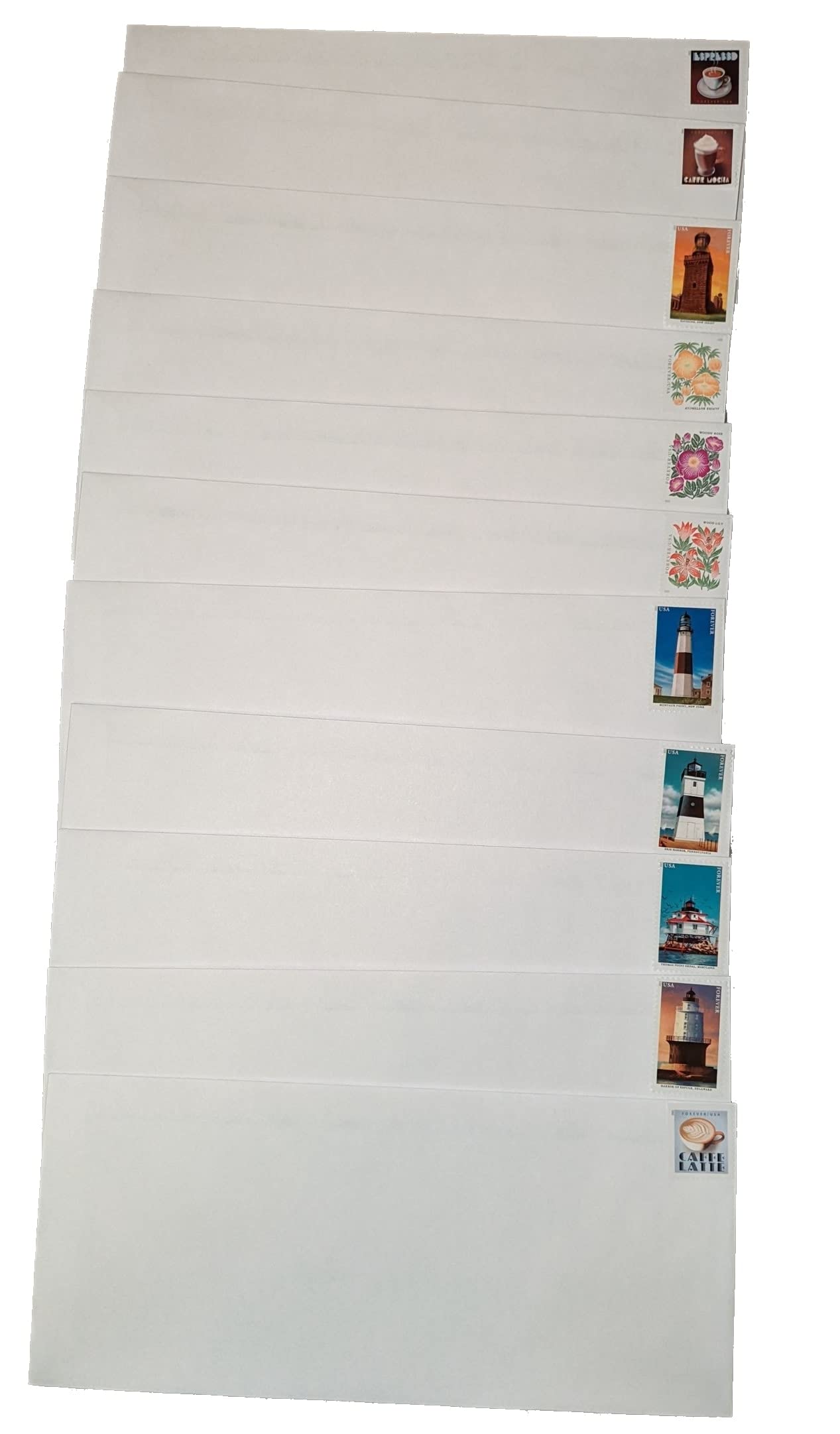 100 #10 Self-Seal Security Envelopes (4-1/8 x 9-1/2 Inches) with Forever Stamps - USPS Approved for Mailing Letters, Bills & Documents - Bulk Pack for Office, Business & Home Use