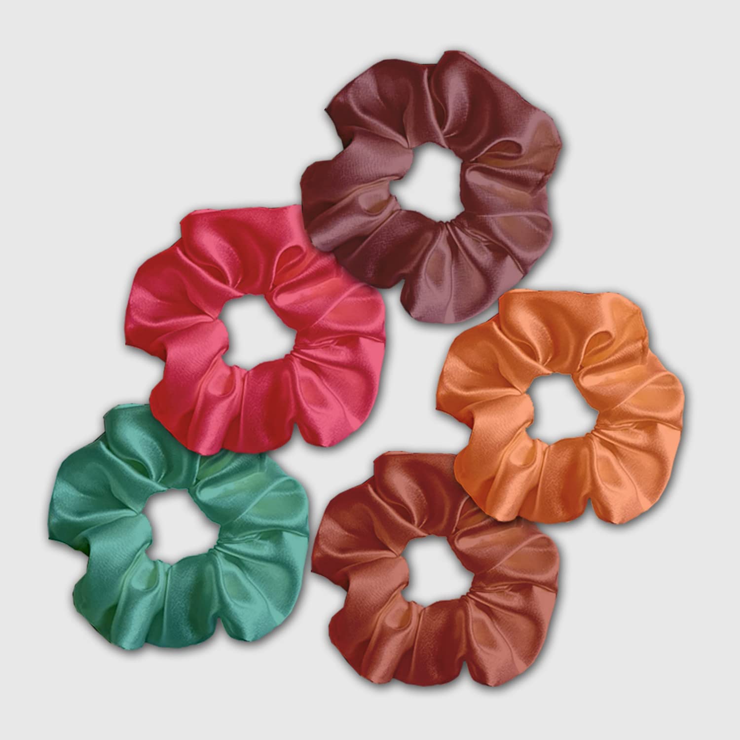 Avirons Premium Satin Silk Scrunchies for Women - 5 Pack Hair Ties for Less Hair Breakage, Soft Hair Bands for Girls - Perfect Gift for Mom, Sister & Girlfriend | Great for Work, Gym, and Everyday Use