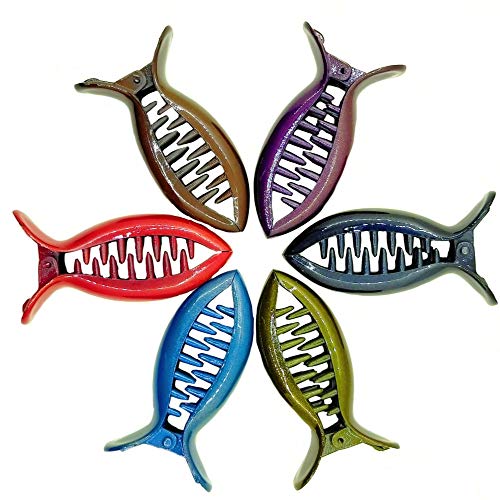 Stylish Plastic Banana Hair Claw Clips for Women & Girls - Medium Size, 6-Pack Hair Accessories - Perfect for School, Work, and Everyday Hairstyles