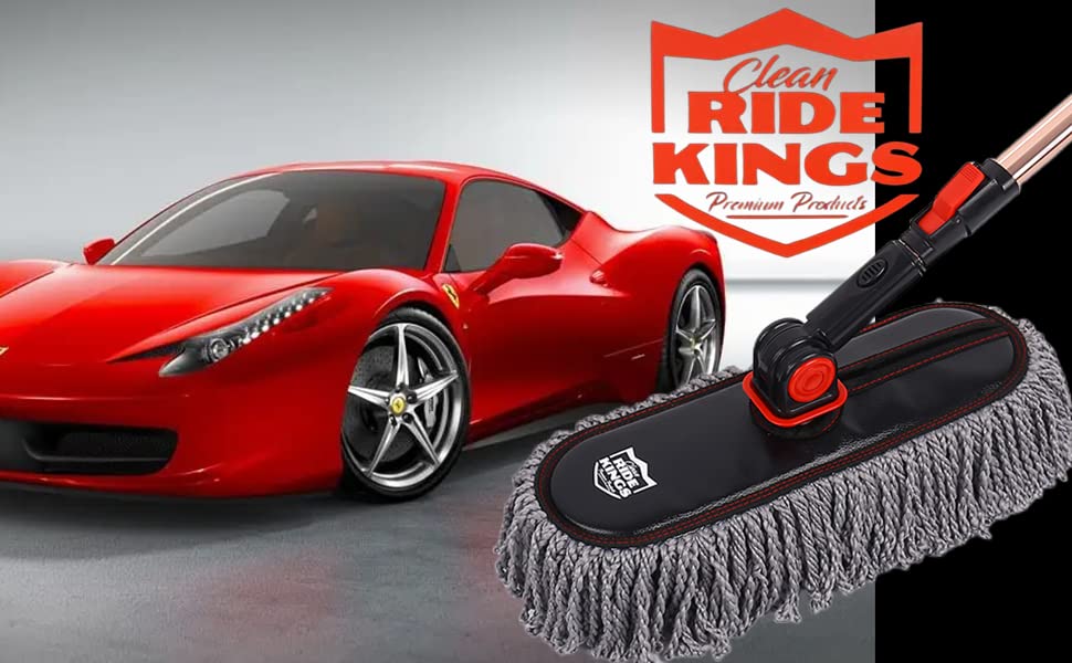 Extendable Car Duster Set with Scratch Remover - Large & Small Microfiber Brushes for Exterior & Interior Cleaning of Cars and Trucks, Perfect for Home and On-the-Go Use