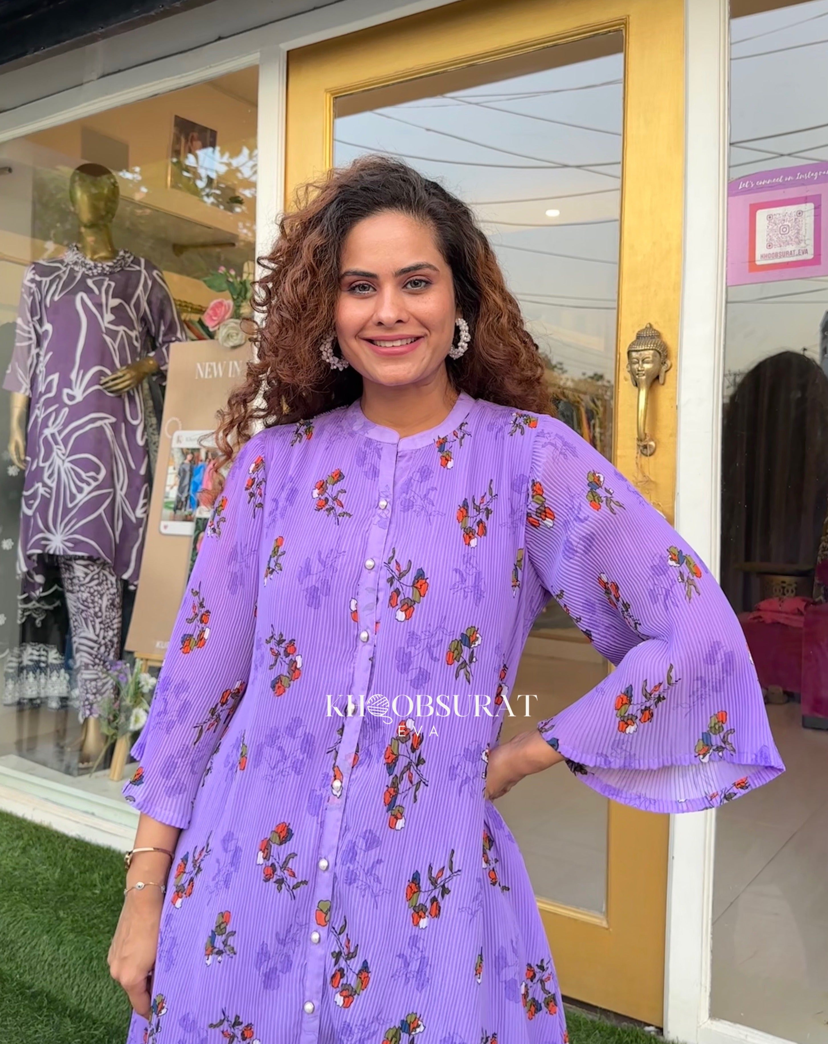 AMOHA Women's Purple 2-Piece Outfit Set - Stylish Matching Top & Bottom for Casual Wear, Date Night & Office Outfits